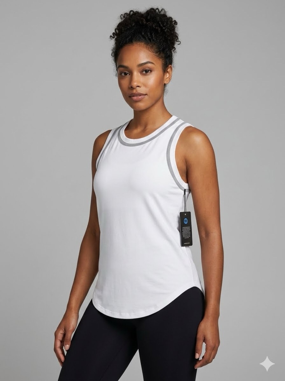 Chaser White Tank with Gray Trim Racerback Style